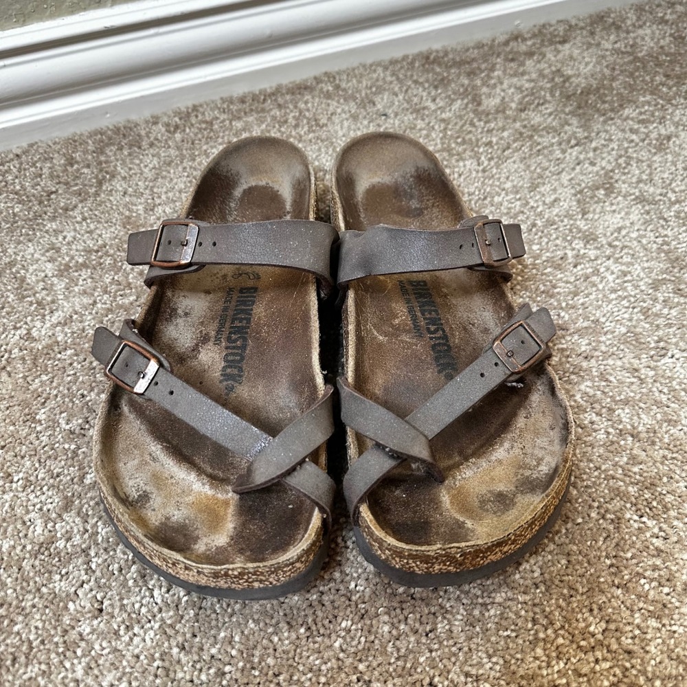 Birkenstock Mayari Mocha Brown‎ Birko-Flor Sandals Womens Size 38 L7 M5